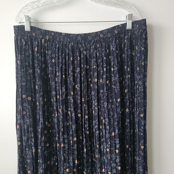 Talbots womens Pleated midi skirt sz xl floral pull on cottagecore boho Peasant - Picture 3 of 7